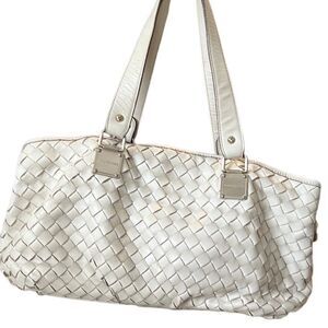 Michael Kors Newbury Vanilla Woven Leather Satchel Tote Bag